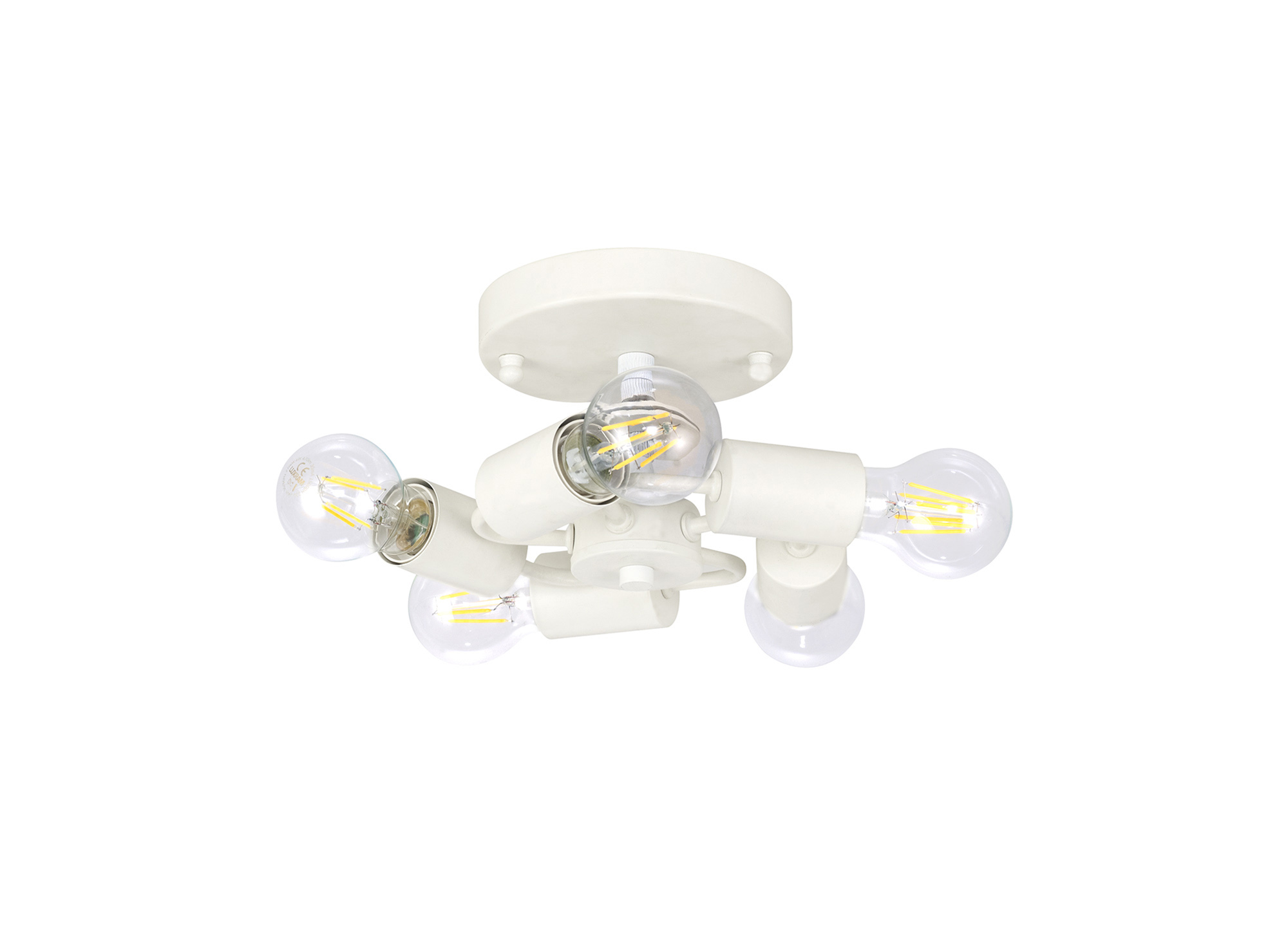 DK1073  Baymont 50cm Flush 5 Light Ivory Pearl, Frosted Polished Chrome Detail Diffuser